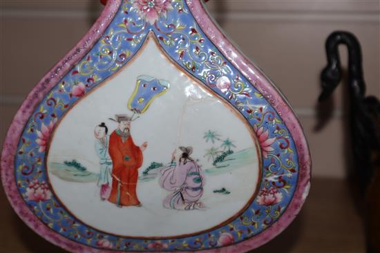 Two Chinese flask shaped vases, 18th century and Republic period tallest 27cm